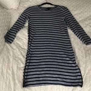 JCrew Navy Striped, Side-Zip Mini Dress
